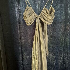 Zara Striped Midi Dress in Beige and Black